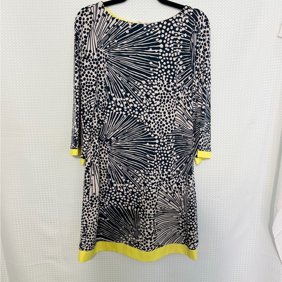 Eliza J Navy and Yellow Starburst Midi Dress - Picture 3 of 6